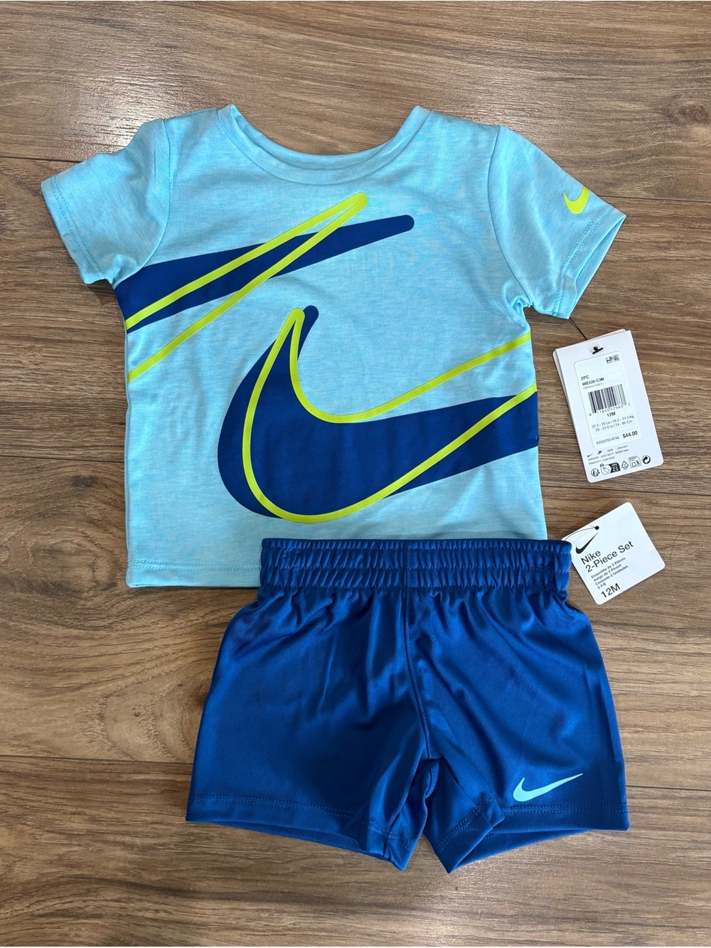 Nike Toddler 2-Piece Set - Light Blue, Royal & Neon Yellow Accent